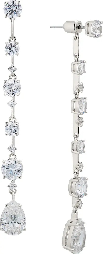 Cora Cubic Zirconia Front/Back Linear Drop Earrings | Nordstrom