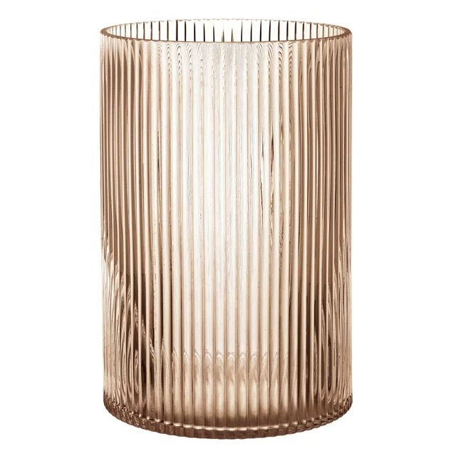 Better Homes & Gardens 8" Amber Glass Ribbed Candle Hurricane, Large - Walmart.com | Walmart (US)