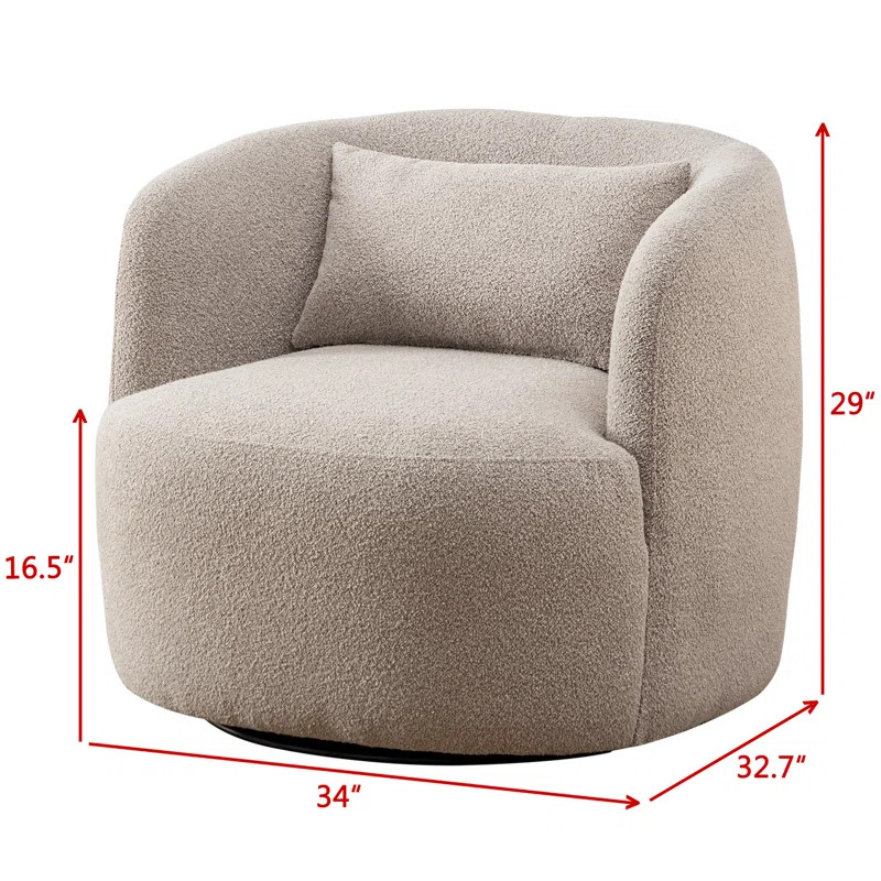 Armetta 34" Wide Boucle Upholstered Swivel Armchair | Wayfair North America