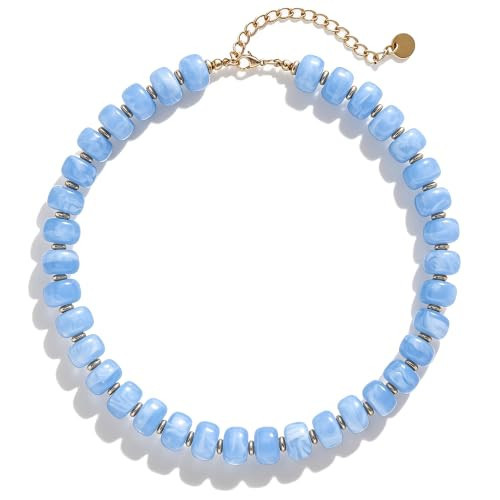 BJHSH Chunky Beaded Necklace for Women (light blue) | Amazon (US)