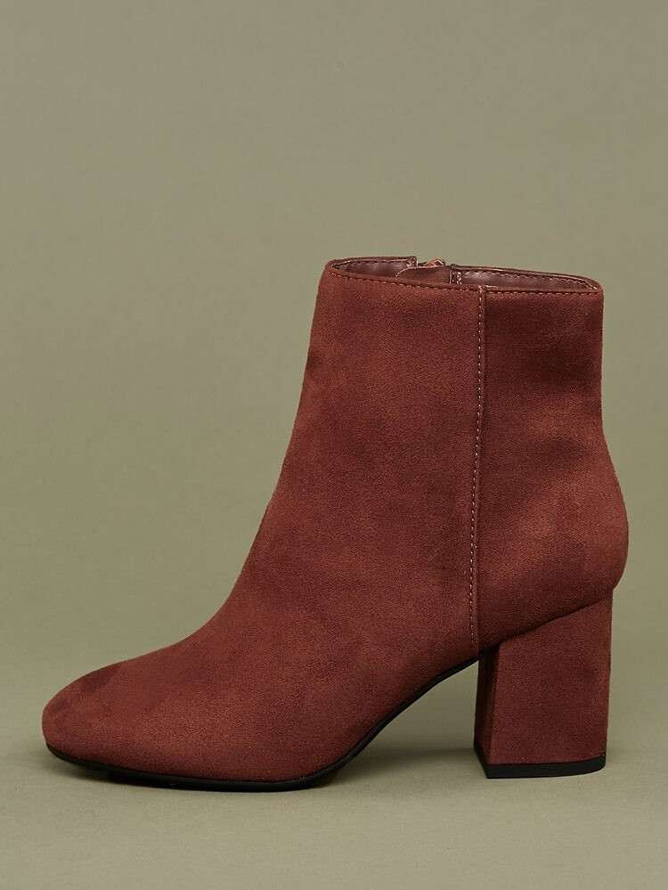 Round Toe Chunky Heel Ankle Boots | SHEIN