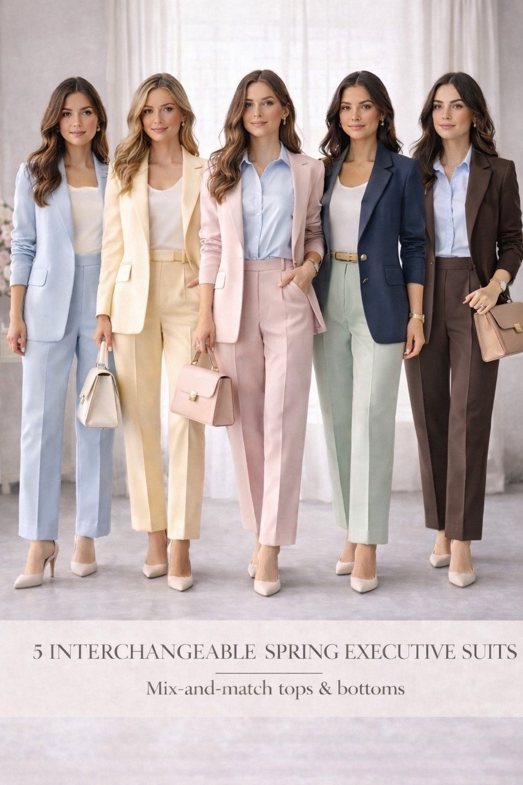Soft spring colors. Strong executive signal.

These interchangeable suits prove spring workwear can look fresh, polished, and powerful—without losing structure.

Powder blue. Buttercream. Blush. Soft sage. Navy. Espresso.
Each one shifts the signal.
Which one would you build around first?