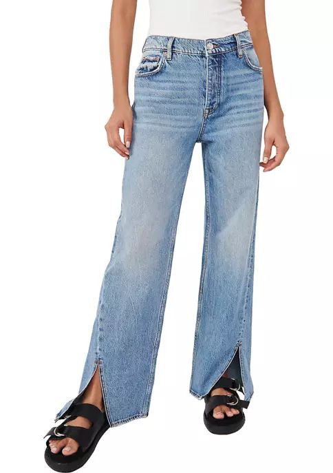 Slit Wide Leg Denim Jeans | Belk