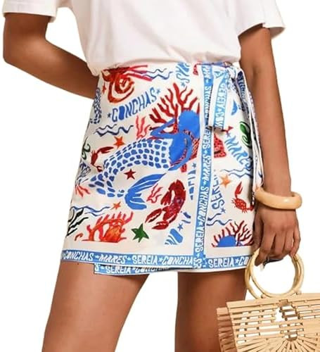 Keeliya Womens Wrap Mini Skirt Boho Floral Printed Knot Side High Waist A Line Casual Summer Beac... | Amazon (US)
