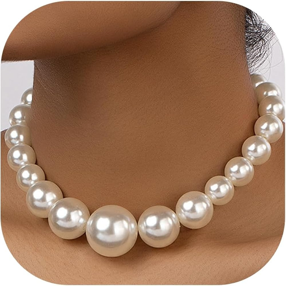 Pearl Necklace for Women Pearl Choker Necklace Chunky Dainty Chunky Pearl Necklace Layered Pearl ... | Amazon (CA)