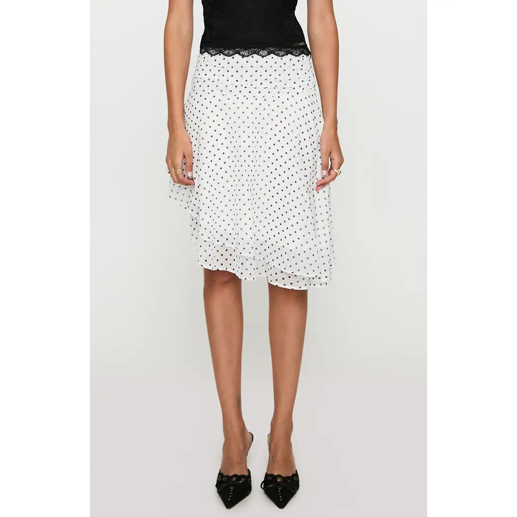Princess Polly Layered Asymmetric Skirt in White /Polka Dot at Nordstrom, Size 0 | Nordstrom