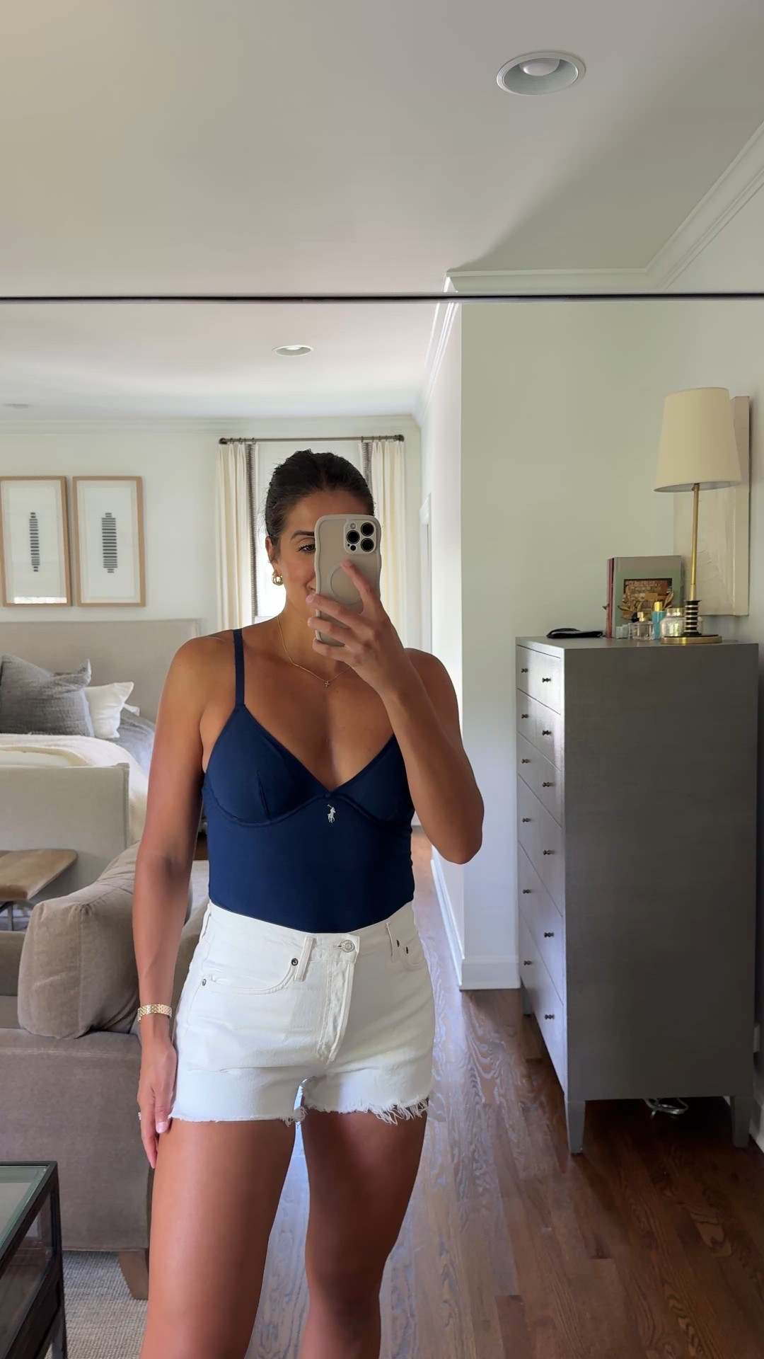 Ralph Lauren bodysuit, white denim shorts, July fourth outfit 

#LTKSeasonal #LTKSummerEdit