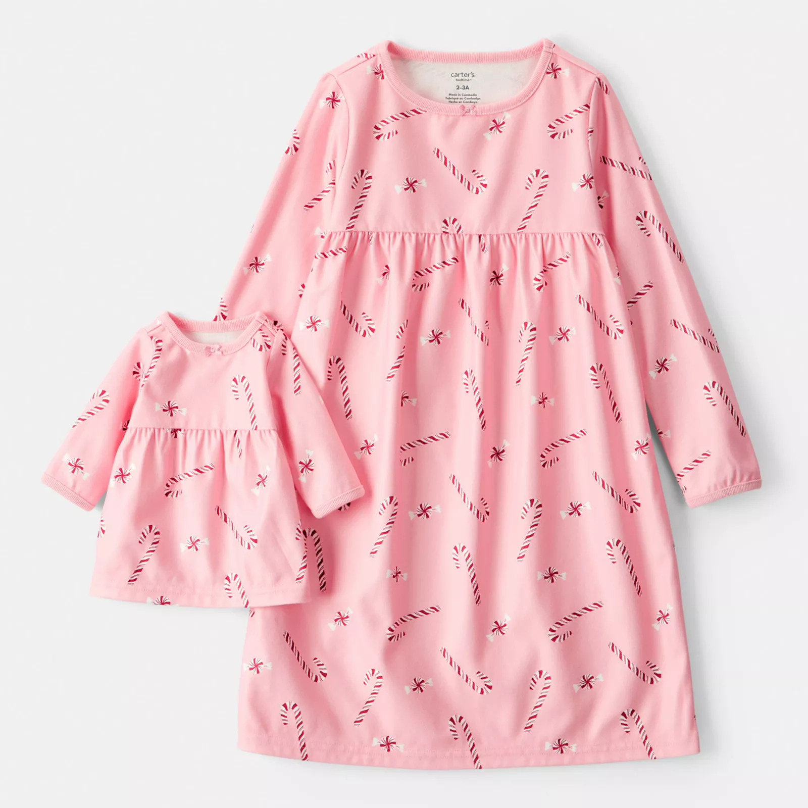 Toddler Girl Carter's Candy Cane Print Nightgown & Matching Doll Outfit Set, Toddler Girl's, Size... | Kohl's