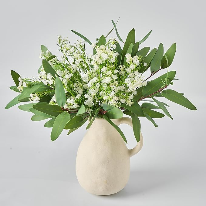 Baby’s Breath Artificial Flowers and Mixed Fake Eucalyptus Stems– Real Touch Faux Gypsophila ... | Amazon (US)