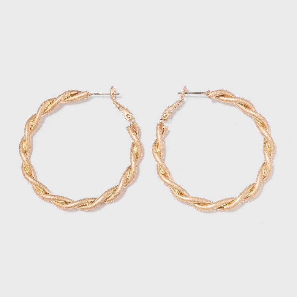 Worn Gold Twisted Lever Back Hoop Earrings - Universal Thread Gold | Target