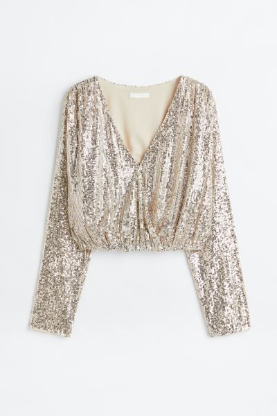 Sequined Wrapover Blouse | H&M (US + CA)