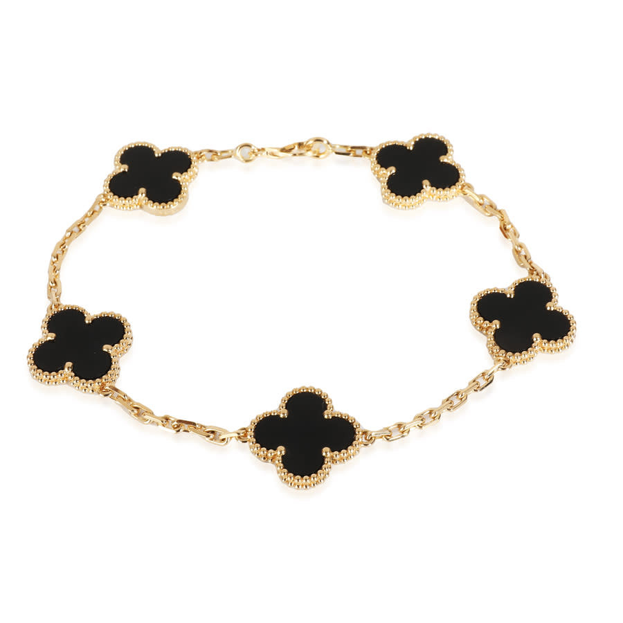 Pre-Owned Van Cleef & Arpels Alhambra Onyx Bracelet in 18k Yellow Gold | Jomashop.com & JomaDeals.com