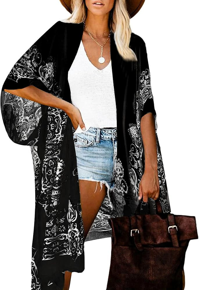 Breezy Lane Kimonos for Women Swimsuit Coverups Beach Cover Up Swimwear Cardigan Summer | Amazon (US)