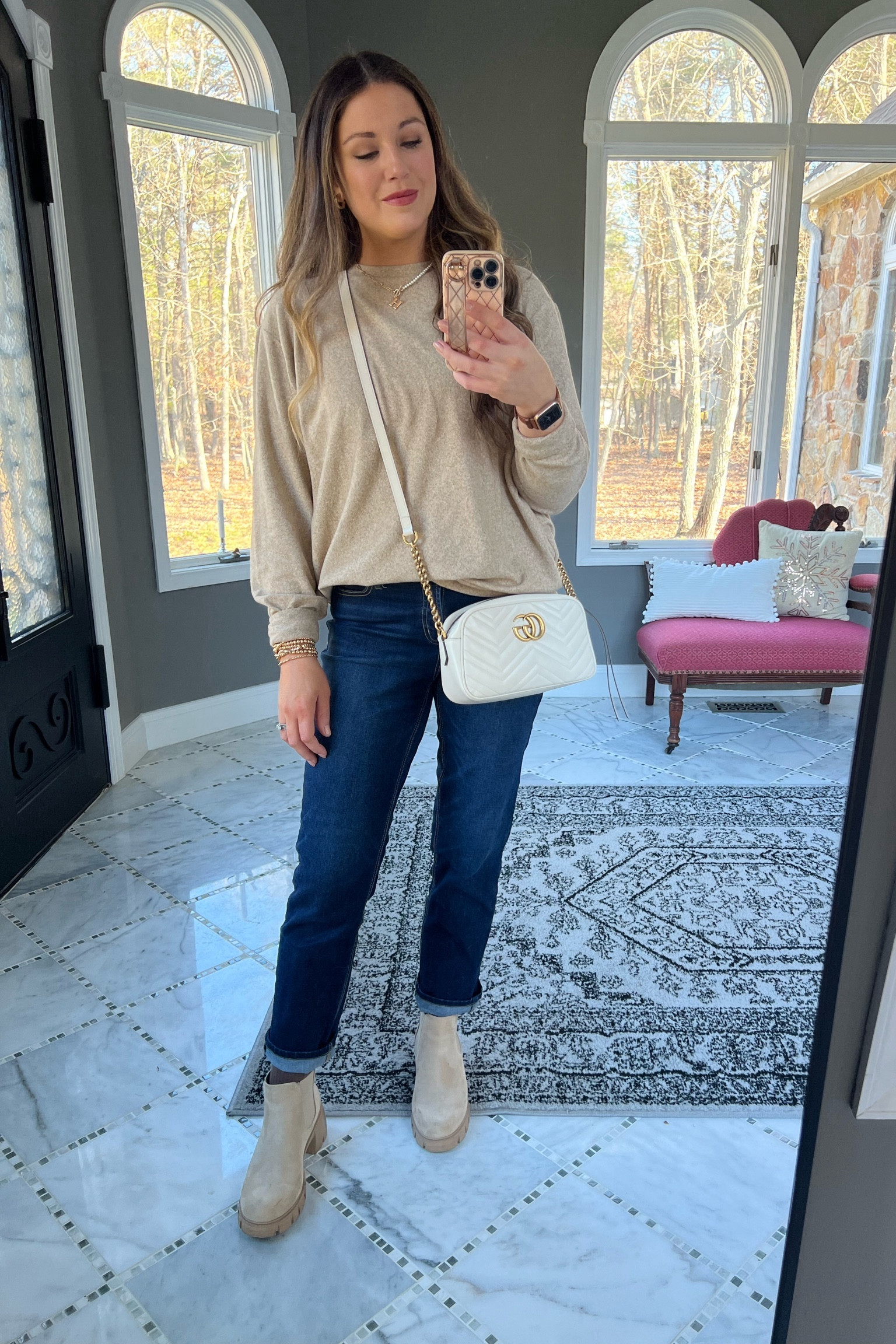 Boots currently on sale!
Sweater size L, jeans size 6 🛍️ 

neutral outfit, SAHM outfits, SAHM looks, mom outfits, millennial outfits, over 30 style, casual style, casual look, easy outfits, over 30 mom outfits, casual outfits, everyday style, everyday looks, everyday outfits, simple outfit, affordable style, affordable fashion, affordable outfit, vanilla girl, vanilla girl aesthetic, neutral looks, neutral style, neutral outfit, straight leg jeans, Uniqlo, casual sweater, tan Chelsea boots, Gucci bag

#LTKshoecrush #LTKfindsunder50 #LTKsalealert