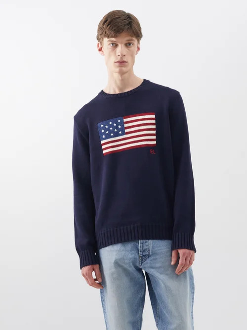 Polo Ralph Lauren - Flag Cotton-knit Jumper - Mens - Navy | Matches (US)
