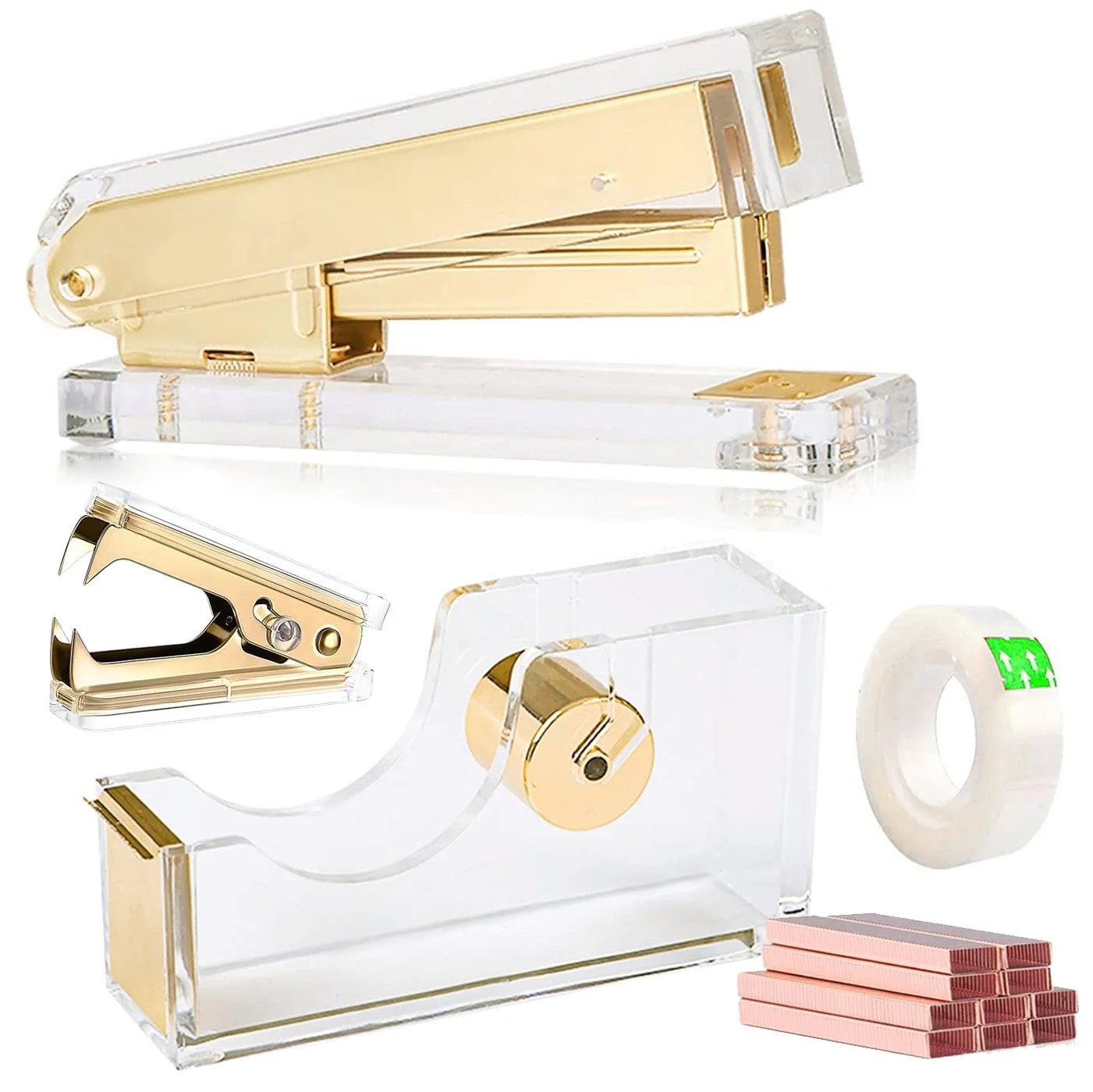 Acrylic Gold Tape Dispenser Gold Desktop Stapler, Acrylic Office Supplies includes Staple Remover... | Walmart (US)