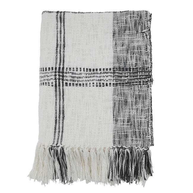 Saro Lifestyle TH109.W5070 50 x 70 in. Plaid Design Cotton Throw, White - Walmart.com | Walmart (US)