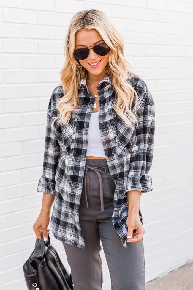 Chic Edge Ivory Plaid Flannel Shacket | Pink Lily