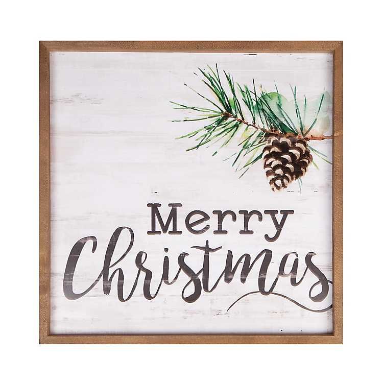 Merry Christmas Pine Cone Framed Wall Plaque | Kirkland's Home