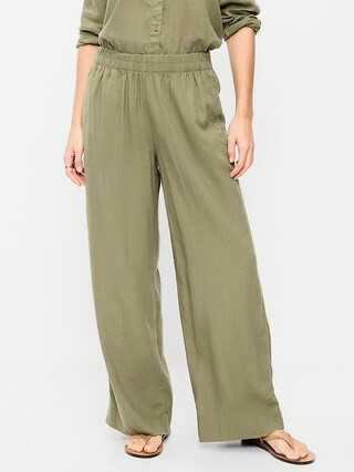 High-Waisted Linen-Blend Wide-Leg Pants | Old Navy (US)