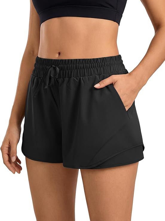 Stelle Women Running Shorts with Pockets High Waisted Drawstring Athletic Workout Quick-Dry Gym S... | Amazon (US)