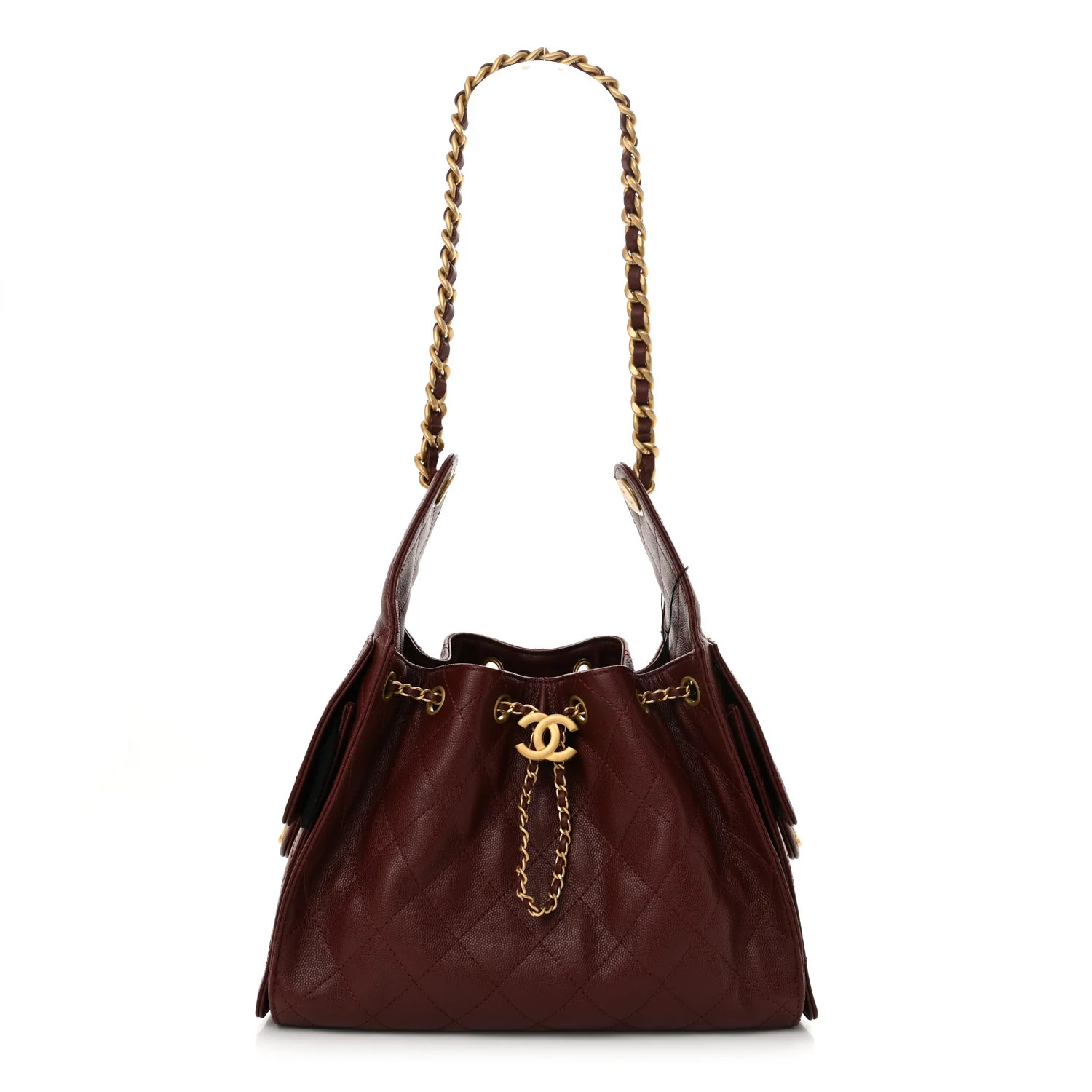 Caviar Quilted Small Chanel 25 Handbag Burgundy | FASHIONPHILE (US)