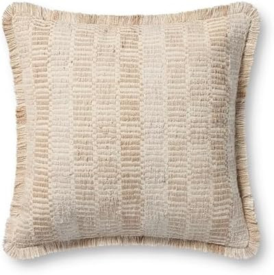 Loloi Natural/Multi 22'' x 22'' Cover Only Pillow | PLL0133 Fringe Approx. 22"x22" Beige, Elegant... | Amazon (US)