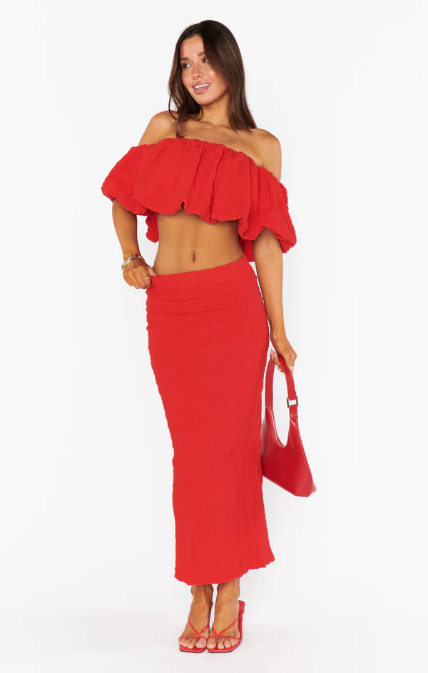 Maria Midi Skirt ~ Red Scrunch | Show Me Your Mumu