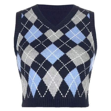 Women Sexy Knitted Vest Sleeveless V-neck Off-the-shoulder Short Waistcoat Black/ Red/ Light Blue/ D | Walmart (US)