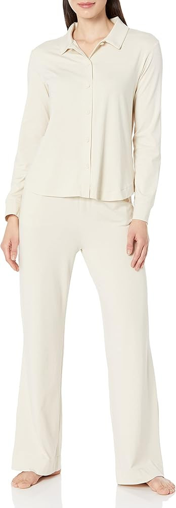 Amazon Aware Women's Relaxed-Fit Cotton Modal Pajama Long-Sleeve Shirt and Pants Set (Available i... | Amazon (US)