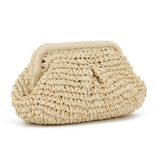 LUI SUI Straw Dumpling Clutch Bag Woven Straw Tote Straw Clutch Purse for Women Summer Beach Bag Wicker Clutch | Amazon (US)