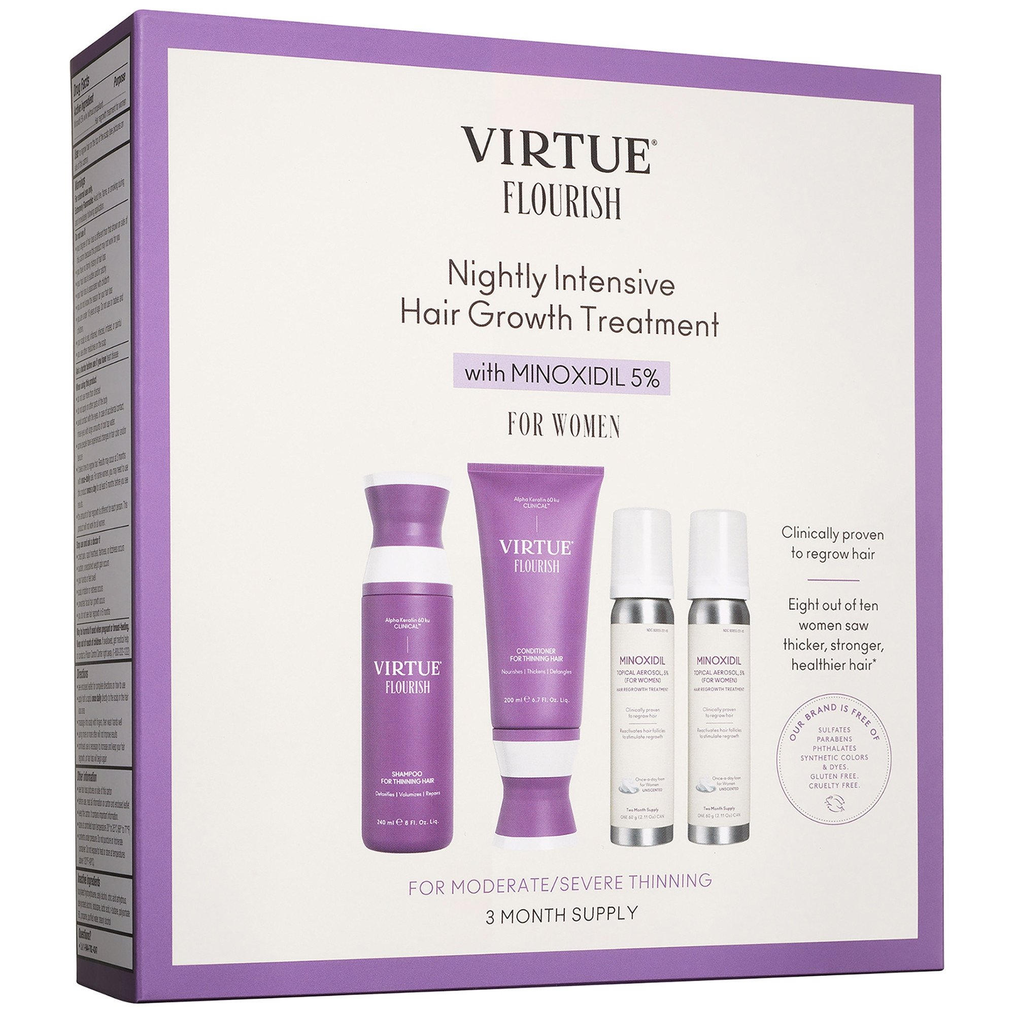 VIRTUE Flourish Nightly Intensive Hair Growth Treatment Hair Kit 4 piece | Dermstore (US)