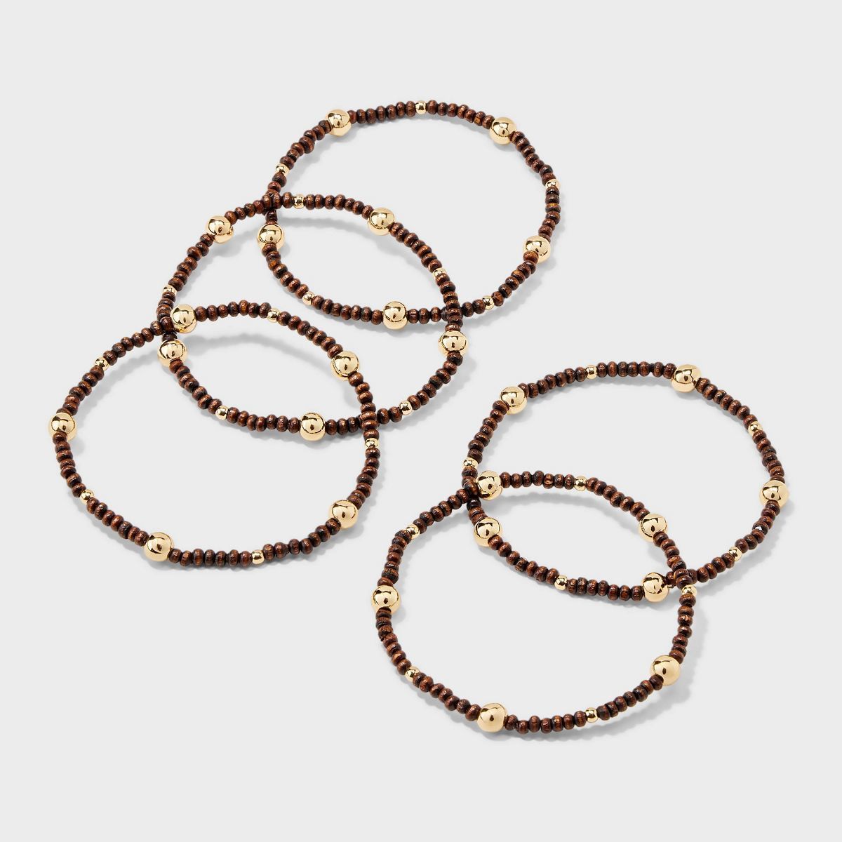 Stretch Beaded Bracelet Set 5pc - A New Day™ Gold/Brown | Target