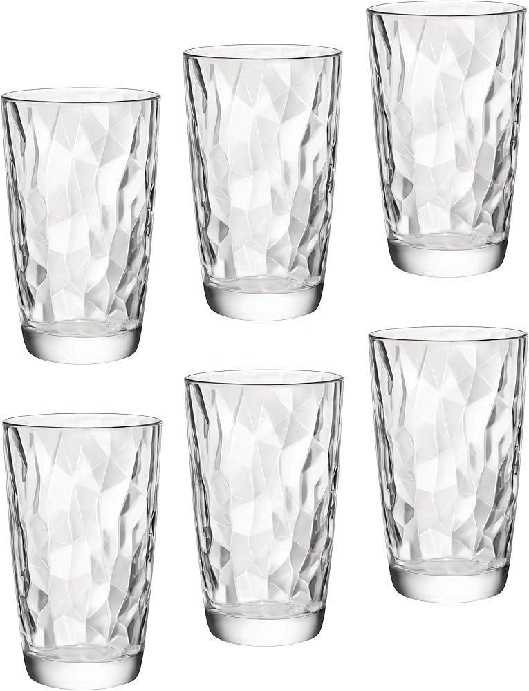 Bormioli Rocco Diamond Cooler Glasses, Clear, 16 oz, Set of 6 | Amazon (US)
