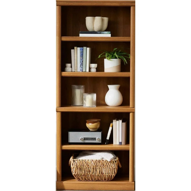 Better Homes & Gardens 71" Ashwood Road 5 Shelf Bookcase, Light Honey Finish | Walmart (US)