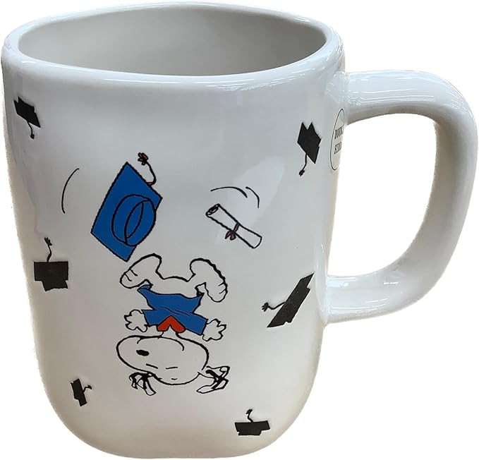 Rae Dunn Peanuts 'Hats Off!' Graduation Ceramic Coffee Mug, White, 14oz | Amazon (US)