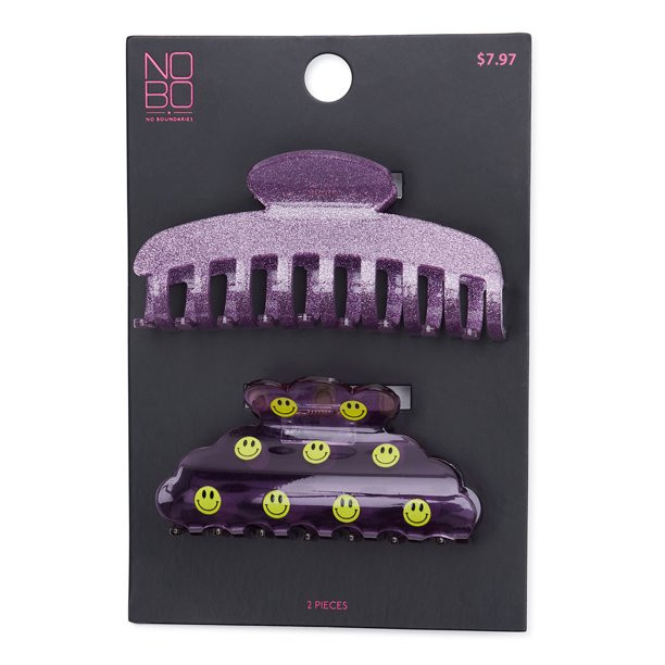 No Boundaries Juniors Large Claw Hair Clips, 2-Pack | Walmart (US)