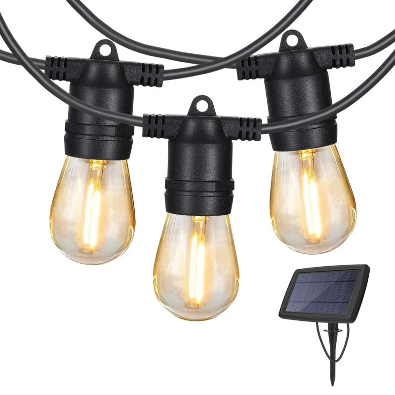 Loudonville 48ft 15-Bulb Solar-Powered Outdoor Standard String Light Shatterproof | Wayfair North America