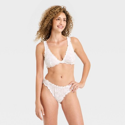 Women's Lace Bralette & Panty Set - Wild Fable™ White S | Target