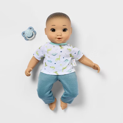 14" Boy Baby Doll - Black Hair + Brown Eyes - Gigglescape™: Straight Hair, PVC Material, Includes Outfits | Target