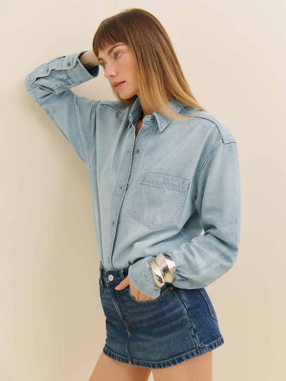 Gracie Lived-in Denim Shirt | Reformation (Global)