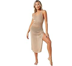 SheIn Women's Open Back Split Thigh Crochet Beach Swimsuit Cover Up Without Bikini | Amazon (US)