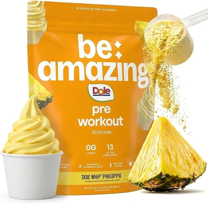 BE AMAZING Pre Workout Powder, Vegan Supplement with 125mg Natural Caffeine, Ashwagandha and Adap... | Amazon (US)