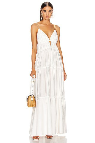 JONATHAN SIMKHAI April Parachute Maxi Dress in White | FWRD 