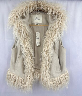 Urban Outfitters Afghan Gilet Waistcoat Fur Suede Hooded Mongolian NEW  S 8 10  | eBay | eBay UK