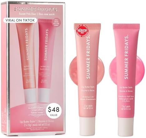 Summer Fridays Tinted Lip Butter Balm Sweet Pink Duo Gift Set (2 Ct) | Includes Strawberry Soft S... | Amazon (US)