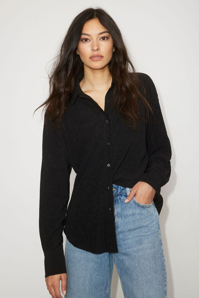 Long Sleeve Plisse Shirt | Dynamite Clothing