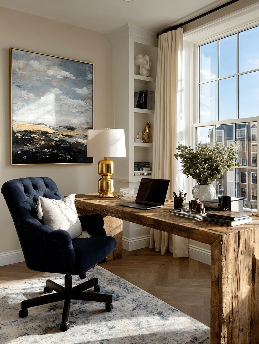 Your home office should feel elegant, simple, and inspiring — all at the same time.

Create this refined workspace with just three essentials: an extra-long natural wood desk, a deep-toned upholstered office chair, and a gold-and-white statement table lamp. That’s it.

The warmth of the wood keeps the space grounded, the dark chair adds contrast and sophistication, and the gold accent lighting elevates the entire look. It may look layered and thoughtfully styled, but it’s surprisingly effortless to recreate.

Three pieces. One elevated mindset.

#HomeOfficeStyle #ElegantWorkspace #OfficeInspiration #WorkFromHomeSetup #IntentionalDesign #ModernHomeOffice #LuxuryMinimalism #DeskInspo 

 #LTKHome