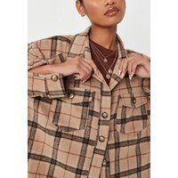 Brown Extreme Oversized Check Print Shacket | Missguided (US & CA)