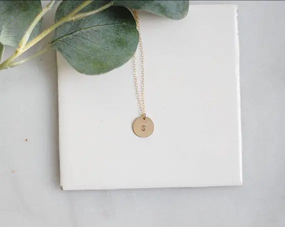 Customized Tiny Round 14 Karat Gold Filled Necklace | Etsy (US)